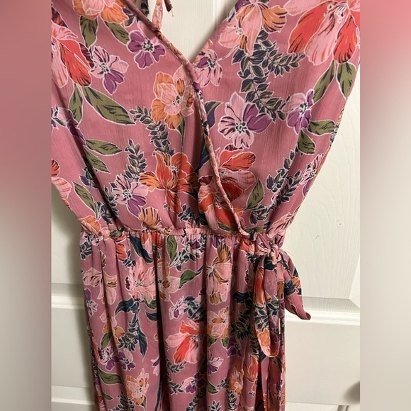 Band Of Gypsies Dress XS Floral  V Neck Maxi Flutter Sleeve - Picture 2 of 5